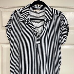 Jane & Delancey Womens Blouse Navy/White Stripe Size L NWOT
